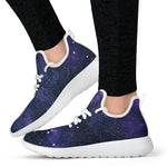 Dark Purple Galaxy Outer Space Print Mesh Knit Shoes GearFrost
