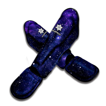 Dark Purple Galaxy Outer Space Print Muay Thai Shin Guard