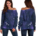 Dark Purple Galaxy Outer Space Print Off The Shoulder Sweatshirt