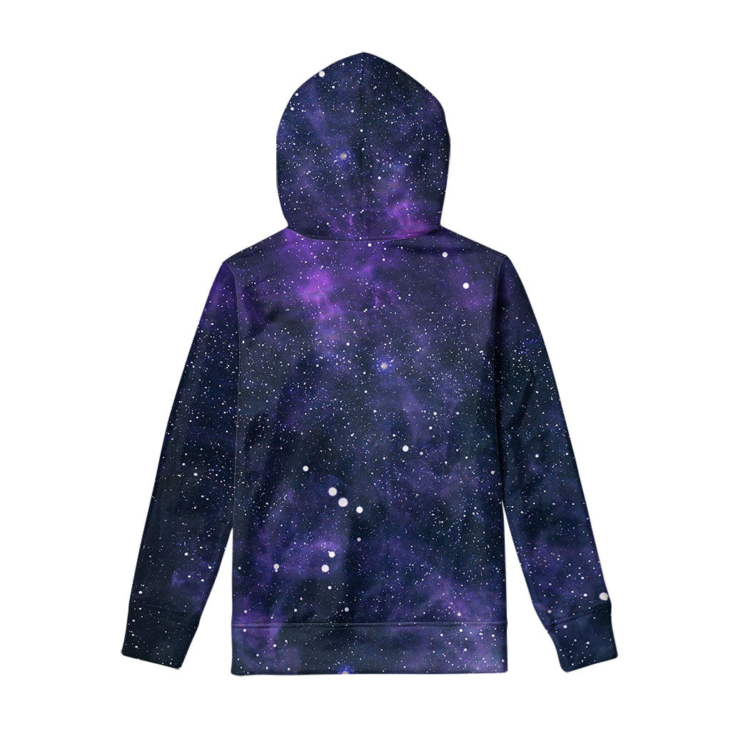 Dark Purple Galaxy Outer Space Print Pullover Hoodie