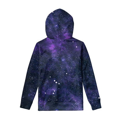 Dark Purple Galaxy Outer Space Print Pullover Hoodie