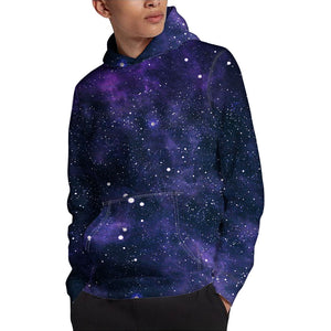 Dark Purple Galaxy Outer Space Print Pullover Hoodie