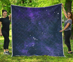 Dark Purple Galaxy Outer Space Print Quilt