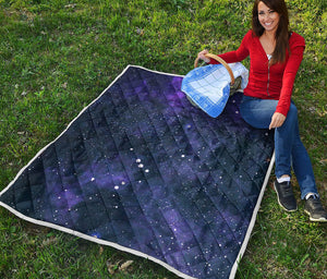 Dark Purple Galaxy Outer Space Print Quilt