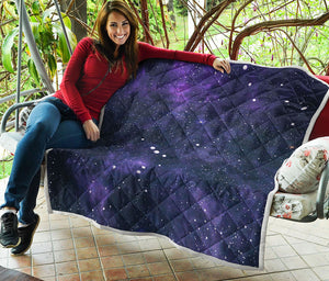 Dark Purple Galaxy Outer Space Print Quilt