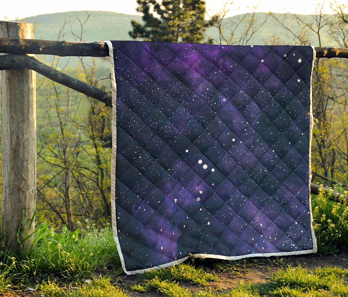 Dark Purple Galaxy Outer Space Print Quilt