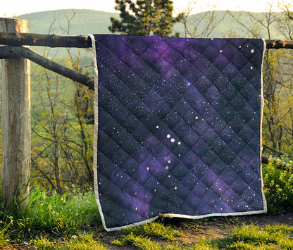 Dark Purple Galaxy Outer Space Print Quilt