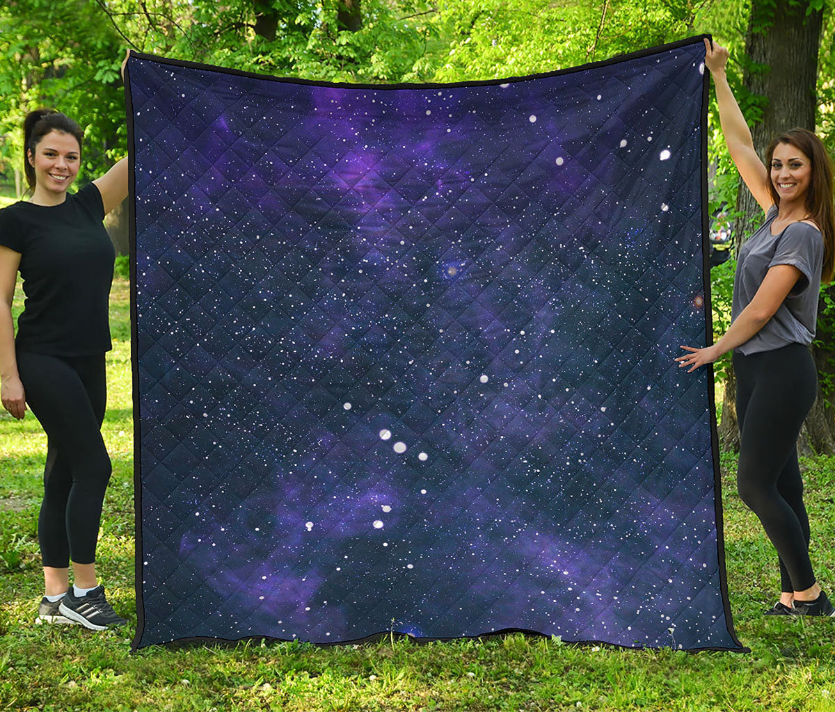 Dark Purple Galaxy Outer Space Print Quilt