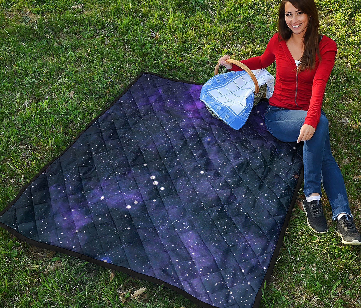 Dark Purple Galaxy Outer Space Print Quilt