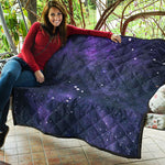 Dark Purple Galaxy Outer Space Print Quilt