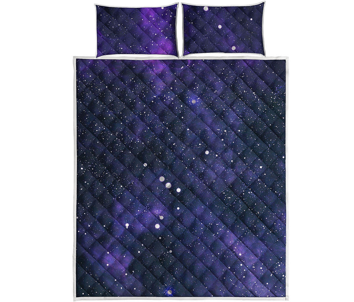 Dark Purple Galaxy Outer Space Print Quilt Bed Set