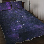 Dark Purple Galaxy Outer Space Print Quilt Bed Set