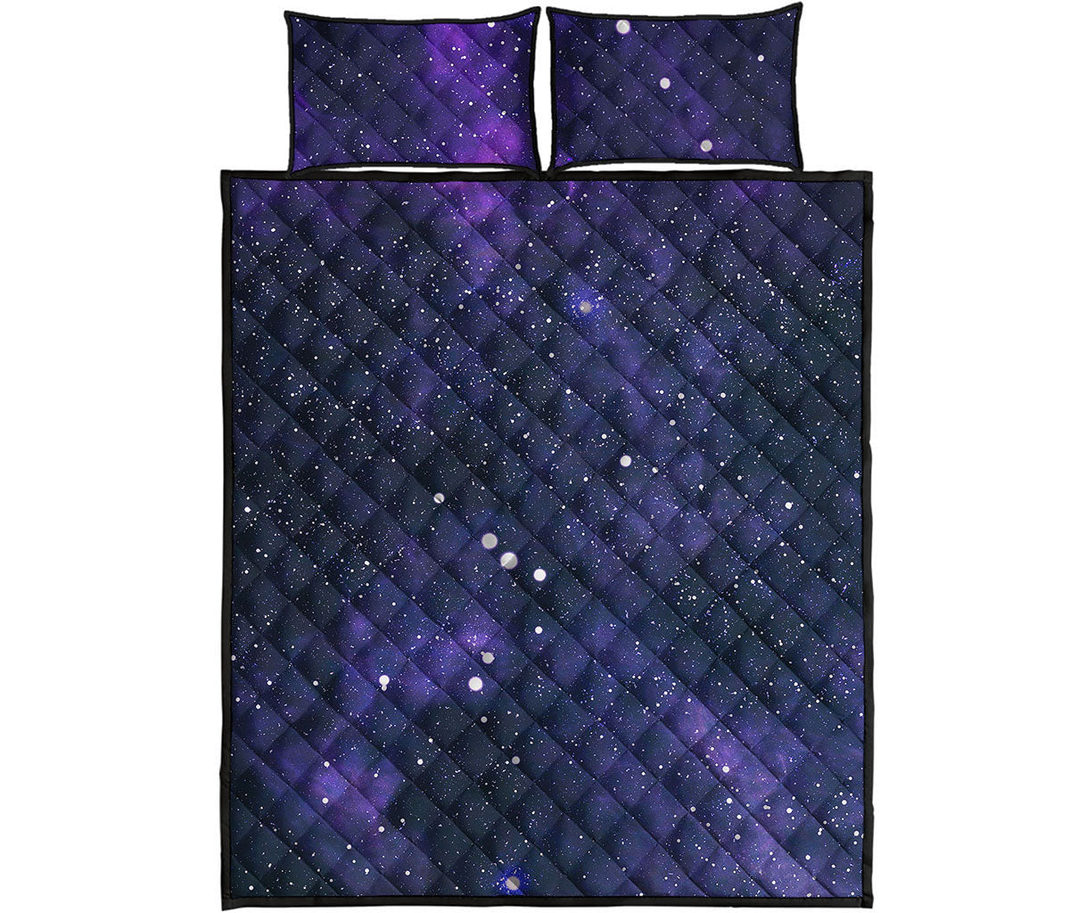 Dark Purple Galaxy Outer Space Print Quilt Bed Set