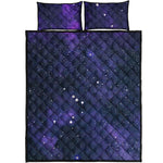 Dark Purple Galaxy Outer Space Print Quilt Bed Set