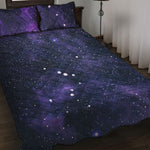 Dark Purple Galaxy Outer Space Print Quilt Bed Set