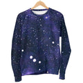 Dark Purple Galaxy Outer Space Print Women's Crewneck Sweatshirt