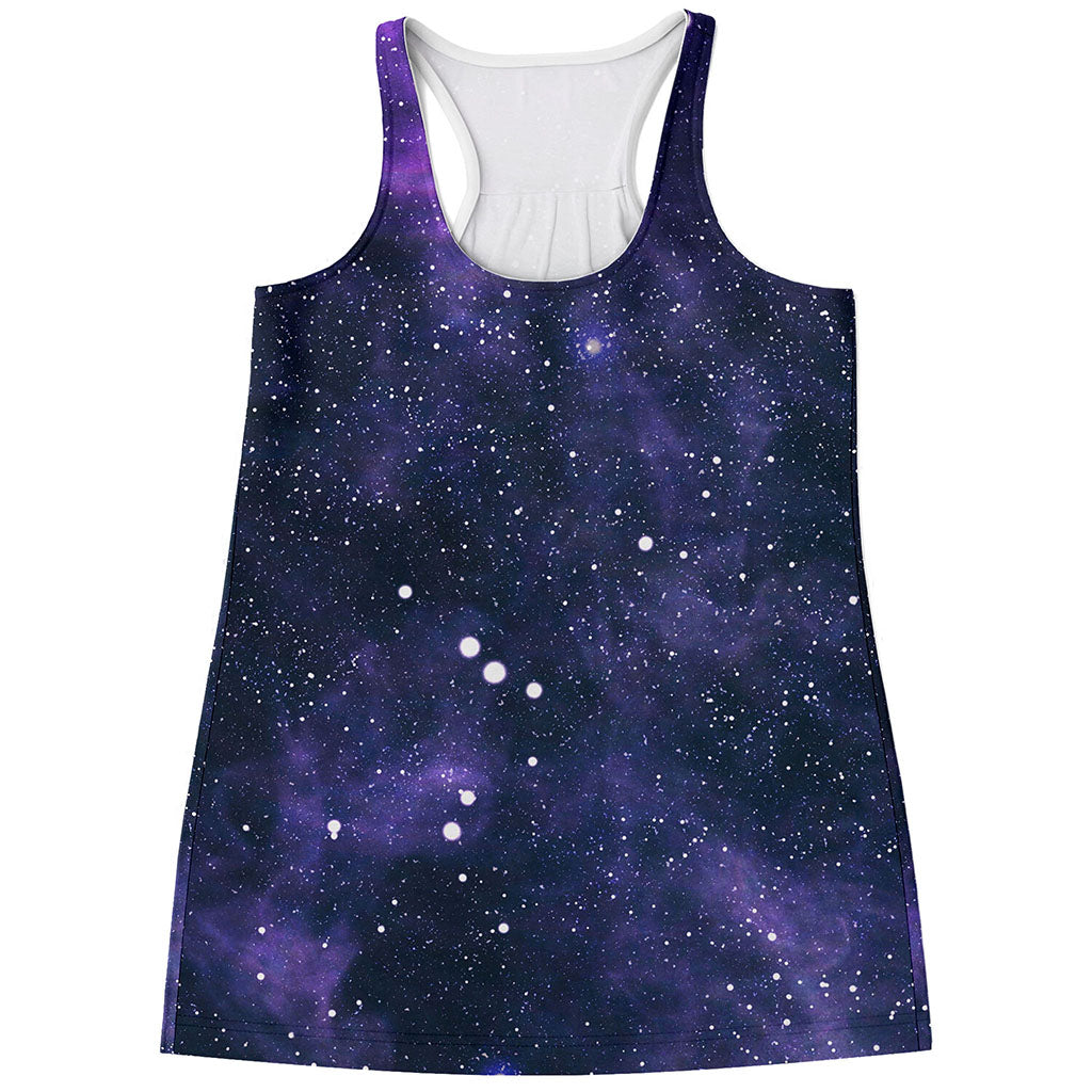 Dark Purple Galaxy Outer Space Print Women's Racerback Tank Top