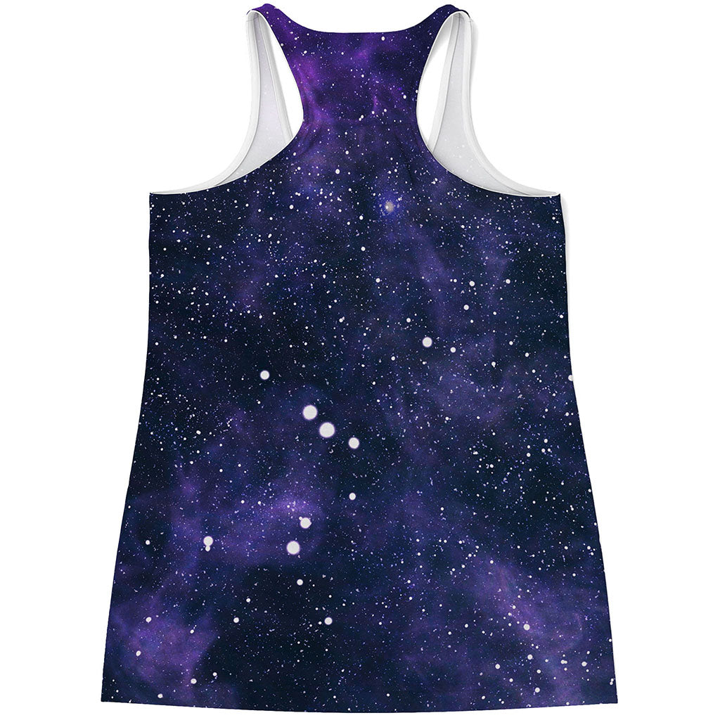 Dark Purple Galaxy Outer Space Print Women's Racerback Tank Top