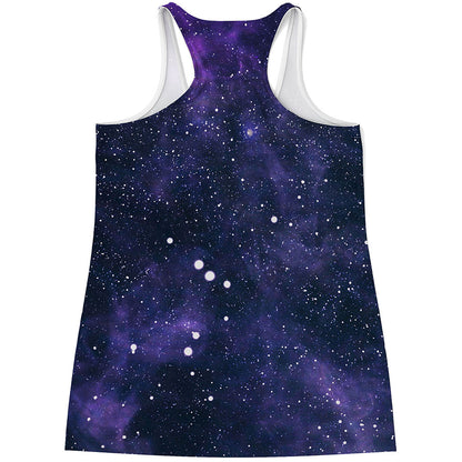 Dark Purple Galaxy Outer Space Print Women's Racerback Tank Top