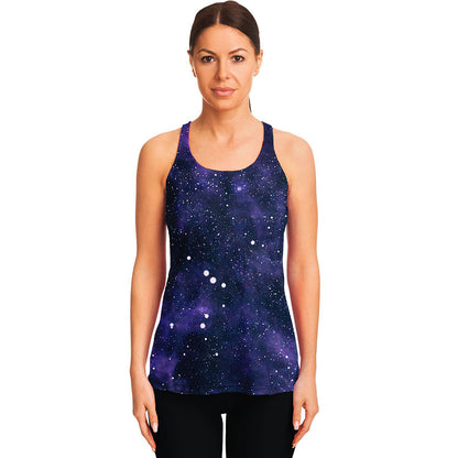 Dark Purple Galaxy Outer Space Print Women's Racerback Tank Top