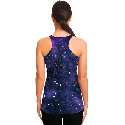 Dark Purple Galaxy Outer Space Print Women's Racerback Tank Top