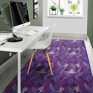 Dark Purple Hawaiian Tropical Print Area Rug