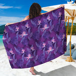 Dark Purple Hawaiian Tropical Print Beach Sarong Wrap