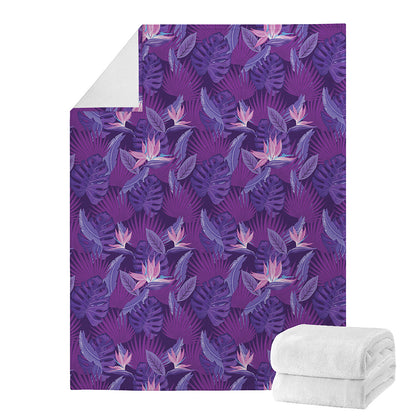 Dark Purple Hawaiian Tropical Print Blanket