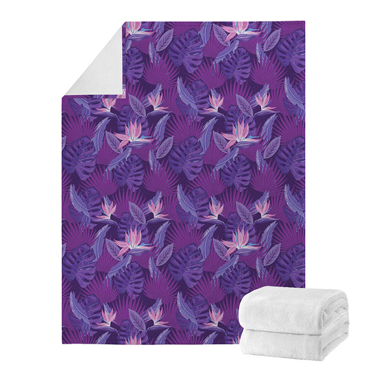 Dark Purple Hawaiian Tropical Print Blanket