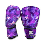 Dark Purple Hawaiian Tropical Print Boxing Gloves