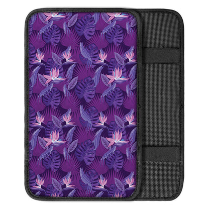 Dark Purple Hawaiian Tropical Print Car Center Console Cover