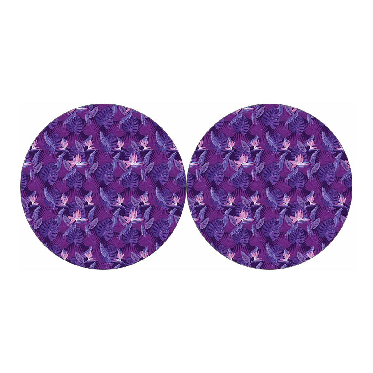 Dark Purple Hawaiian Tropical Print Car Coasters