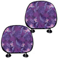 Dark Purple Hawaiian Tropical Print Car Headrest Covers