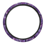 Dark Purple Hawaiian Tropical Print Car Steering Wheel Cover