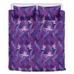 Dark Purple Hawaiian Tropical Print Duvet Cover Bedding Set