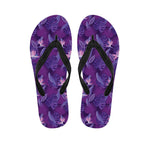 Dark Purple Hawaiian Tropical Print Flip Flops