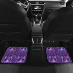 Dark Purple Hawaiian Tropical Print Front and Back Car Floor Mats