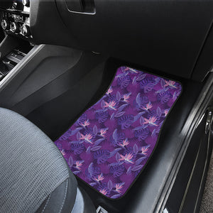 Dark Purple Hawaiian Tropical Print Front and Back Car Floor Mats