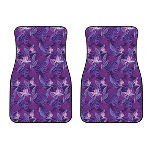 Dark Purple Hawaiian Tropical Print Front Car Floor Mats