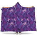 Dark Purple Hawaiian Tropical Print Hooded Blanket