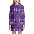 Dark Purple Hawaiian Tropical Print Pullover Hoodie Dress