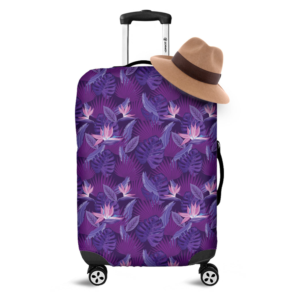 Dark Purple Hawaiian Tropical Print Luggage Cover