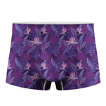 Dark Purple Hawaiian Tropical Print Men's Boxer Briefs