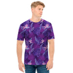 Dark Purple Hawaiian Tropical Print Men's T-Shirt