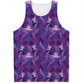 Dark Purple Hawaiian Tropical Print Men's Tank Top