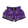 Dark Purple Hawaiian Tropical Print Muay Thai Boxing Shorts