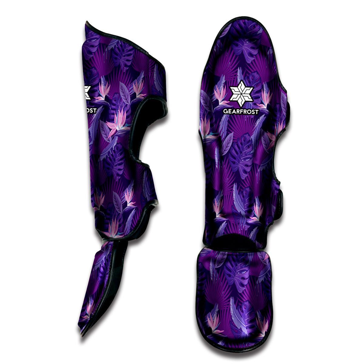 Dark Purple Hawaiian Tropical Print Muay Thai Shin Guard