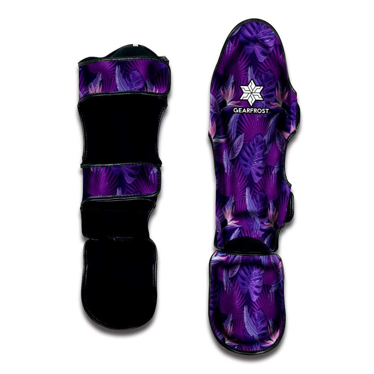 Dark Purple Hawaiian Tropical Print Muay Thai Shin Guard