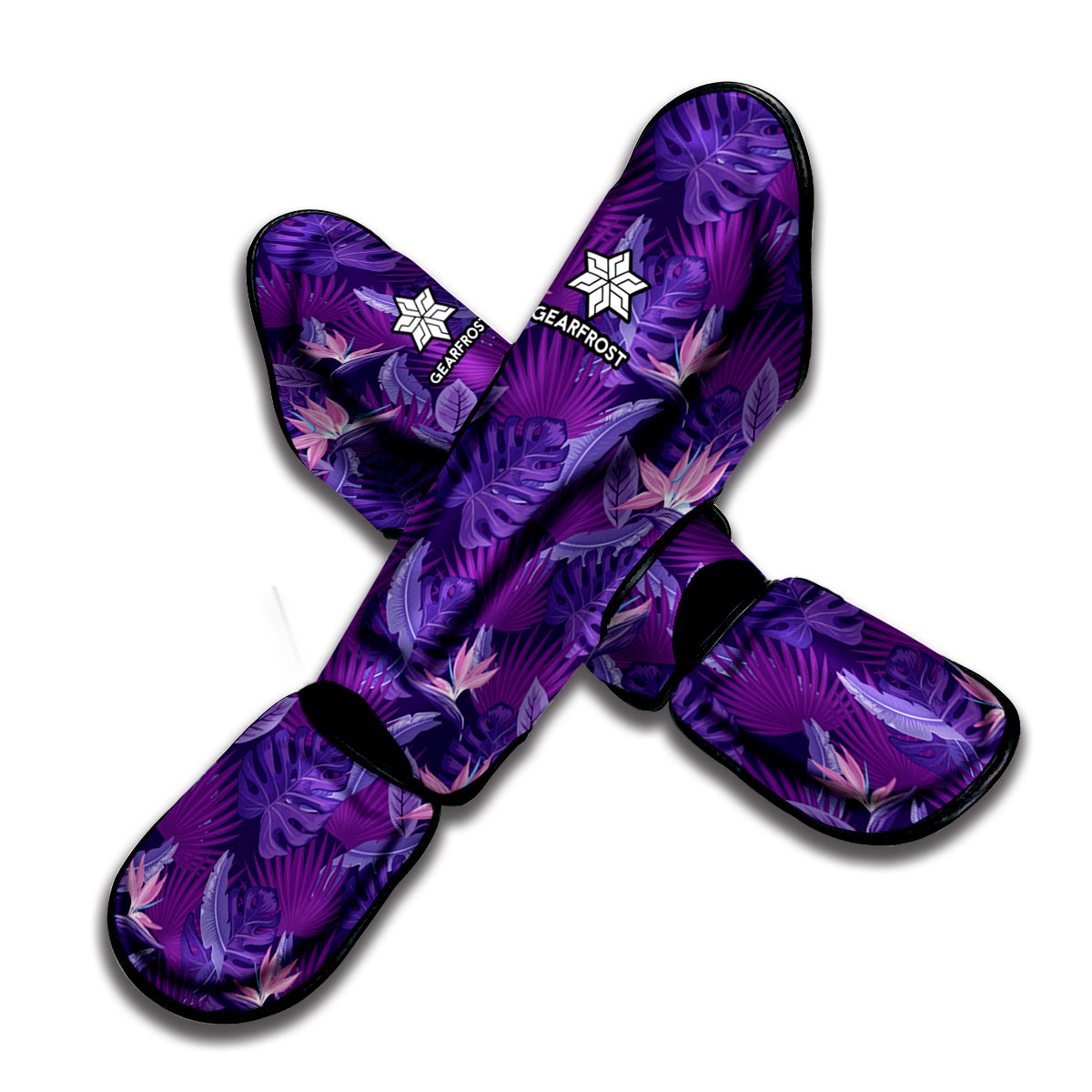 Dark Purple Hawaiian Tropical Print Muay Thai Shin Guard