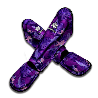 Dark Purple Hawaiian Tropical Print Muay Thai Shin Guard